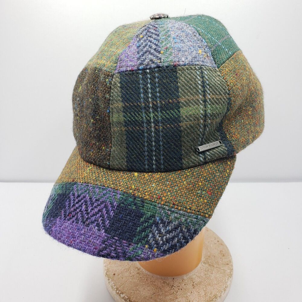 John Hanly Wool Patchwork Ball Cap Hat Mens 7 3/8 Made In Ireland